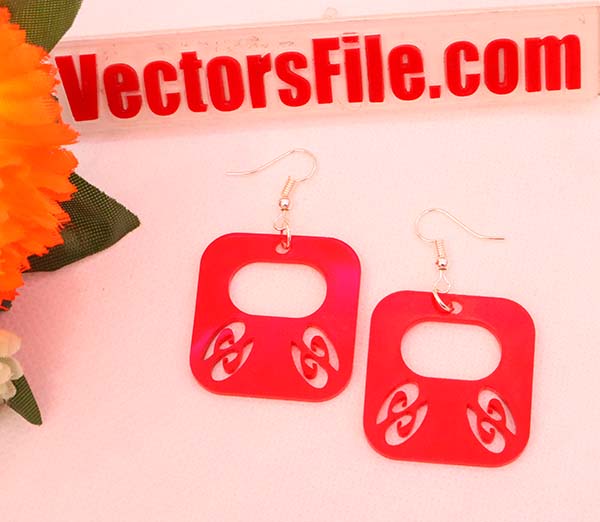 Laser Cut Acrylic Square Earring Acrylic Jewelry Pattern Design CDR and DXF File