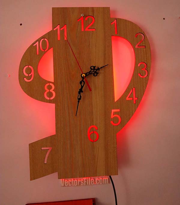 Laser Cut MDF Digit 9 Shape Wall Clock CDR and DXF File