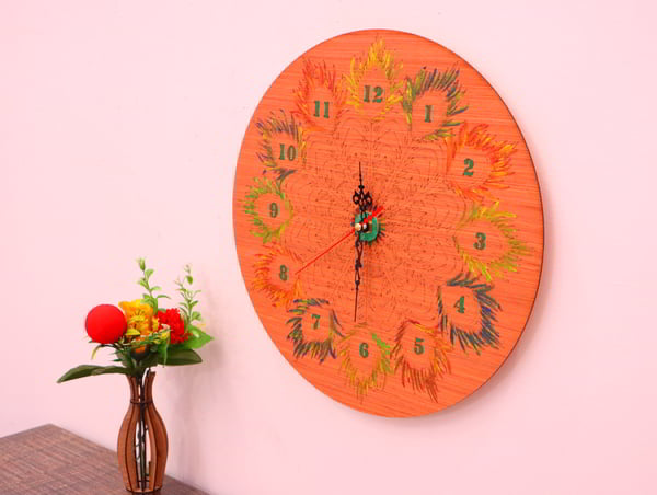Laser Cut Wooden Round Wall Clock Mandala Pattern Wall Clock CDR and DXF File