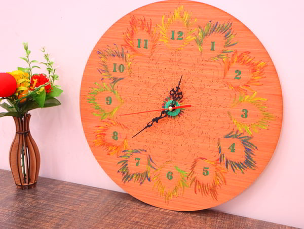 Laser Cut Wooden Round Wall Clock Mandala Pattern Wall Clock CDR and DXF File