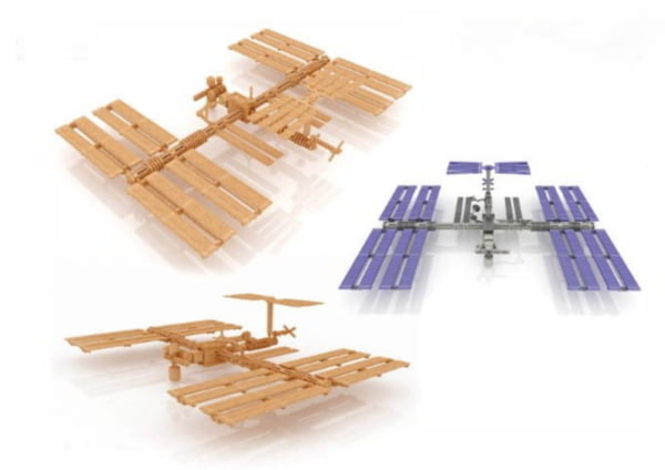 Laser Cut 3D Wooden Puzzle Space Station 3mm Model CDR File