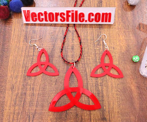 Laser Cut Red Acrylic Necklace and Earring Set Women Jewelry Design CDR and DXF File