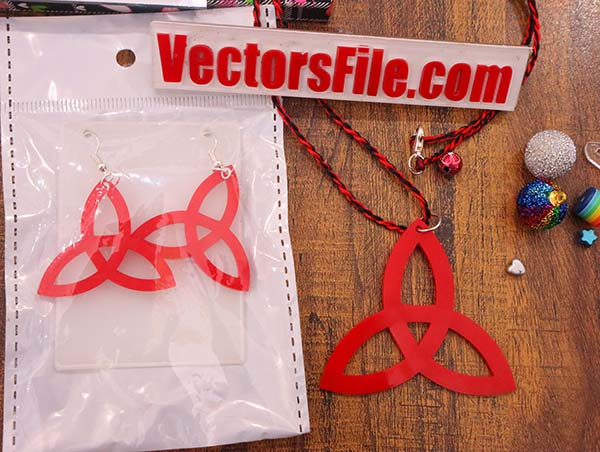 Laser Cut Red Acrylic Necklace and Earring Set Women Jewelry Design CDR and DXF File