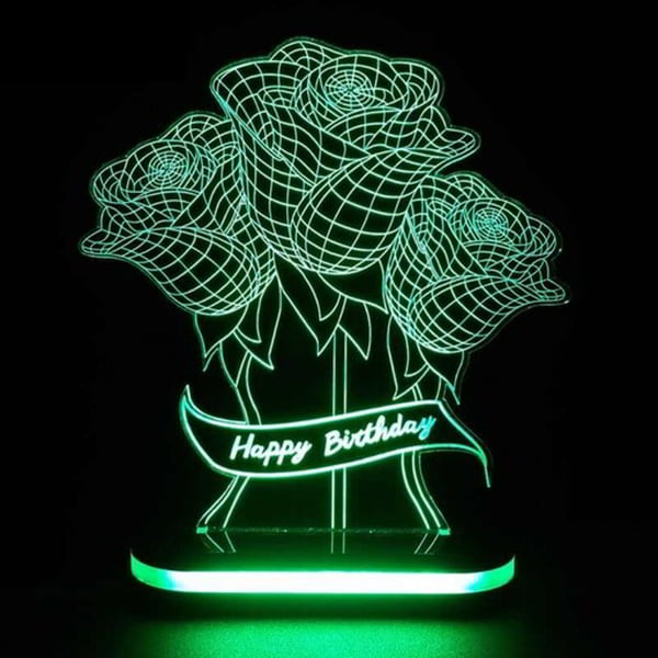 Laser Cut Roses 3D LED Illusion Night Light Lamp CDR and DXF Free Vector