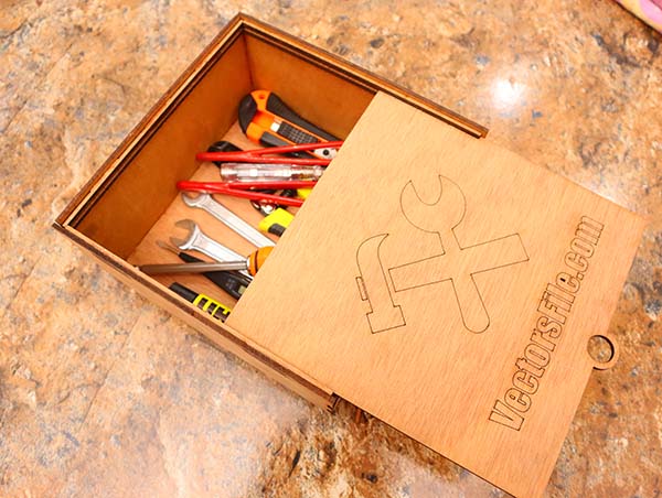 Laser Cut Wooden Tools Organizer Box Plywood Toolbox Storage Box 3mm Vector File