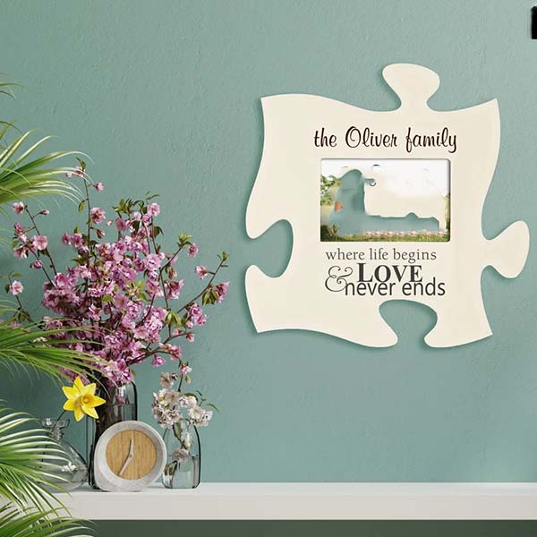 Laser Cut Wooden Puzzle Shape Wall Photo Frames Family Frame DXF and CDR File