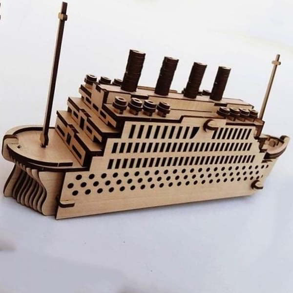 Laser Cut Titanic Ship 3D Wooden Puzzle Model Wooden Ship Free CDR File