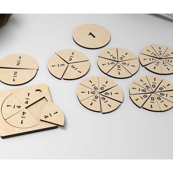 Laser Cut Wooden Fraction Circles Educational Toys for Kids DXF and SVG File