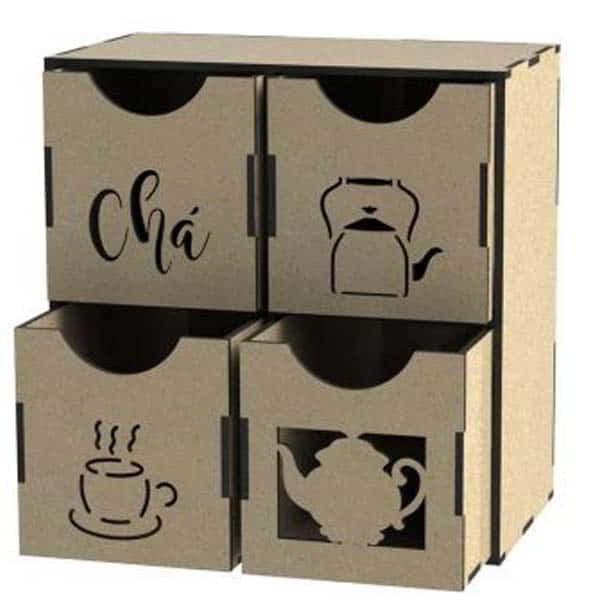 Laser Cut Plywood Tea Organizer Boxes Wooden Box Vector File