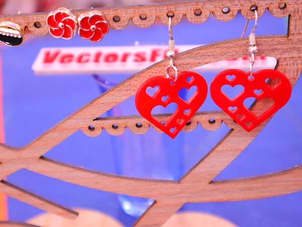 Laser Cut Acrylic Earring Design Heart Shape Earring Acrylic Jewelry Template CDR and DXF File