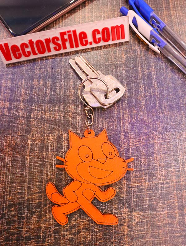 Laser Cut Cat Keyring Animal Keychain Wooden Keyring CDR and DXF File