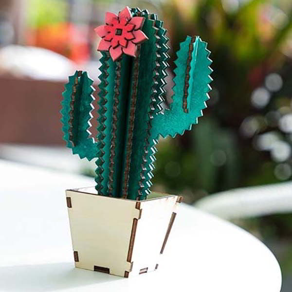 Laser Cut Wooden Cactus for Decor Layout CDR and DXF File