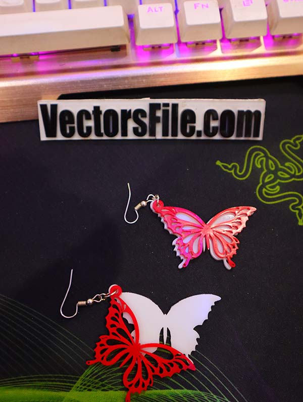 Laser Cut Butterfly Acrylic Earring Design Acrylic Jewellery Template CDR and DXF File