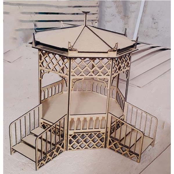 Laser Cut 3D Wooden Puzzle Chinese Pavilion Architectural Model CDR and DXF File