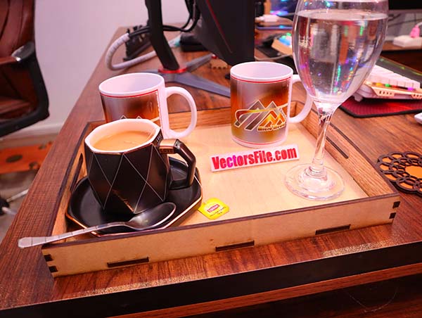 Laser Cut Wooden Tray Tea Serving Tray CDR and DXF File