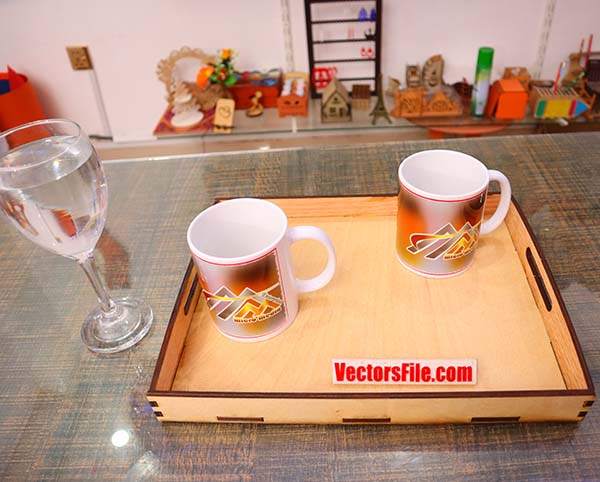Laser Cut Wooden Tray Tea Serving Tray CDR and DXF File