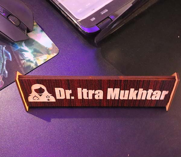 Laser Cut Table Name Plate for Office Desk Wooden Reserved Table Sample MDF 3mm CDR File