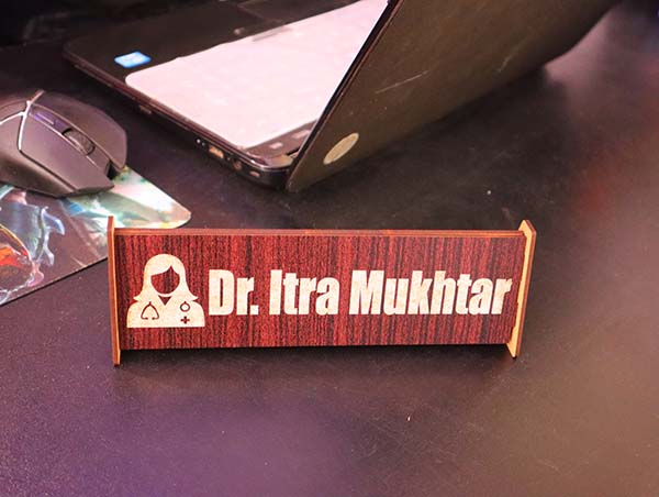Laser Cut Table Name Plate for Office Desk Wooden Reserved Table Sample MDF 3mm CDR File
