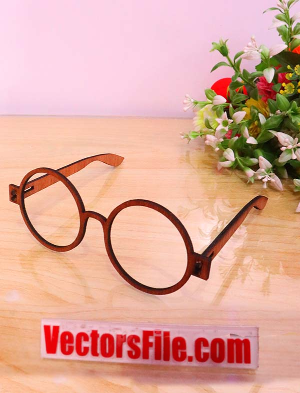 Laser Cut Fancy Wooden Round Glasses Layout CDR and DXF File