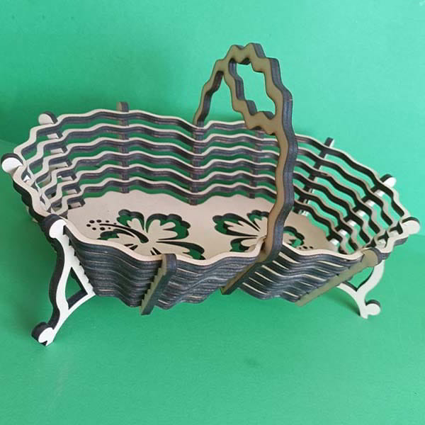 Wooden Candy Basket with Handle Free Laser Cut CDR and DXF File