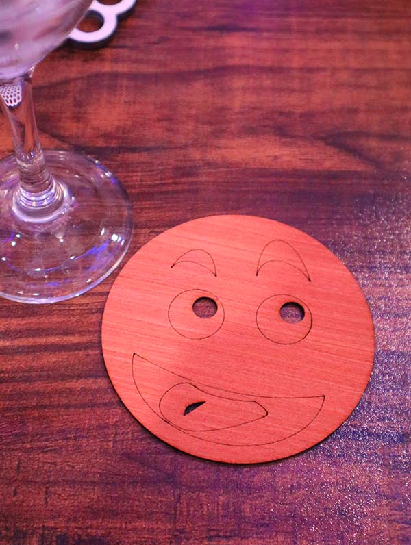 Laser Cut Wooden Smiles Coaster Design Tea Cup Mat CDR and DXF File
