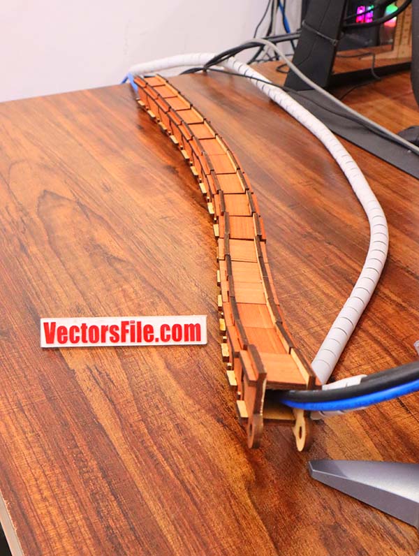Laser Cut Flexible Cable Chain Wooden Spiral Cable Organizer CDR and DXF File