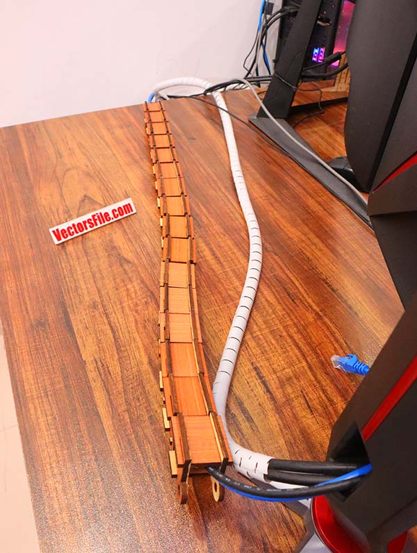 Laser Cut Flexible Cable Chain Wooden Spiral Cable Organizer CDR and DXF File