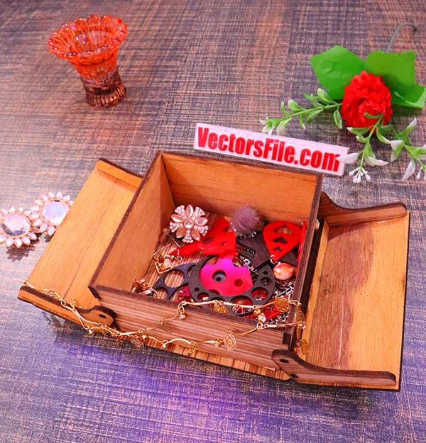 Laser Cut Wooden Jewelry Box with Butterfly Engraving Design Gift Box CDR and DXF File