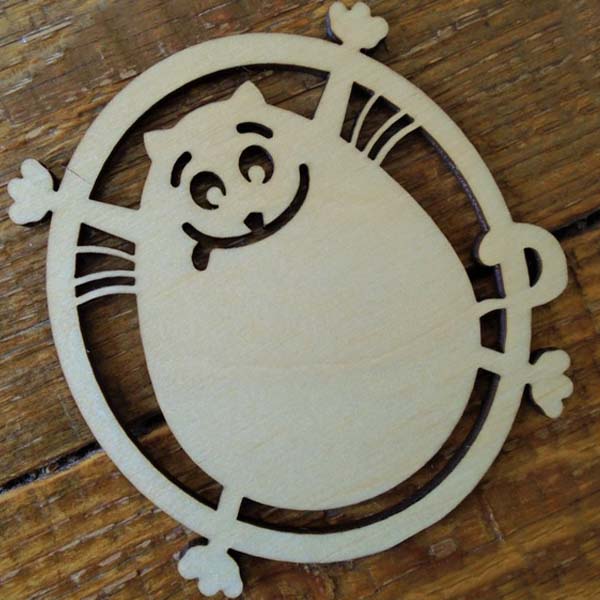 Laser Cut Cat Coaster Wooden Tea Coaster CDR and DXF File