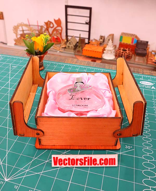 Laser Cut Wooden Gift Box Perfume Box Birthday Wooden Box CDR and DXF File