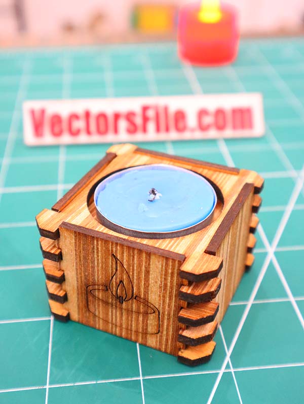 Laser Cut Wooden Tealight Candles Holder Candle Decoration for Birthday and Wedding Vector File