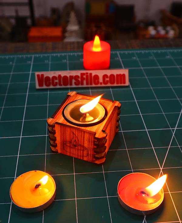 Laser Cut Wooden Tealight Candles Holder Candle Decoration for Birthday and Wedding Vector File