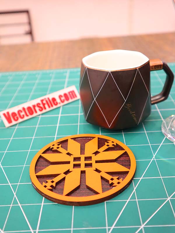 Laser Cut Coaster Template Wooden Tea Coaster Design DXF and CDR File
