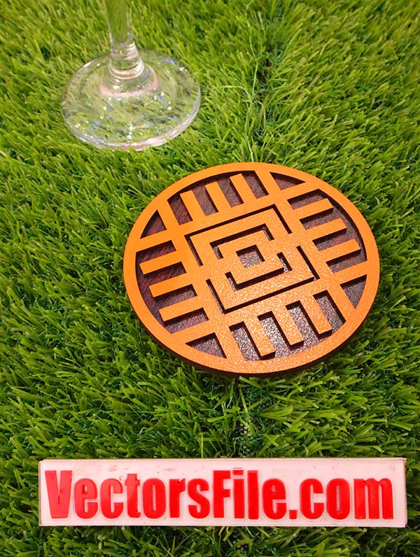 Laser Cut Coaster Design Wooden Tea Coaster Template Vector File for Laser Cutting