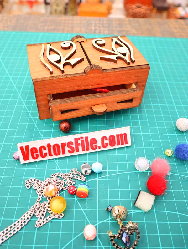 Laser Cut Mini Jewelry Box Decorative Wooden Jewellery Box Design DXF and CDR File