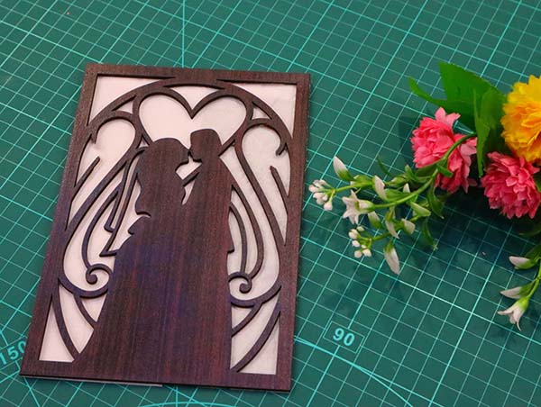 Laser Cut Wooden Decorative Wedding Card Design CDR and DXF File