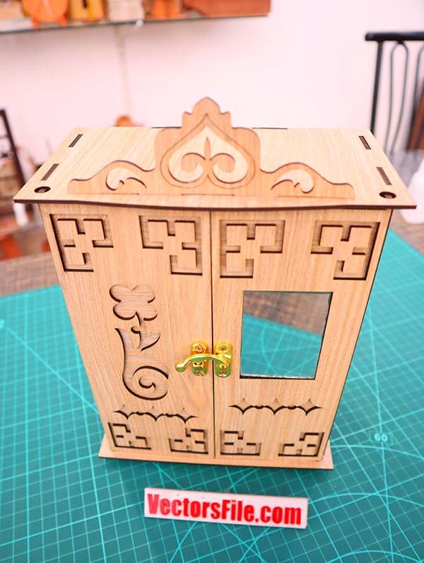 Laser Cut Wooden Jewellery Almirah Wooden Jewelry Organizer Jewelry Box CDR and DXF File