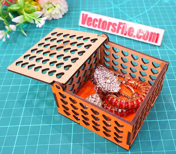 Wooden Heart Design Jewelry Box Gift Box Wedding Box Jewellery Box Laser Cut Vector File