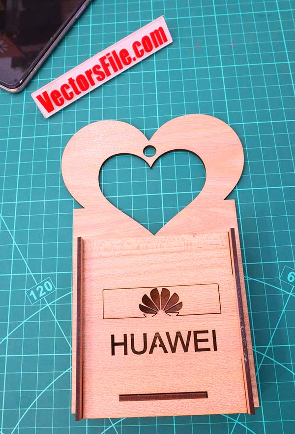 Laser Cut HUAWEI Wall Mounted Mobile Stand Holder with Charging CDR and DXF File