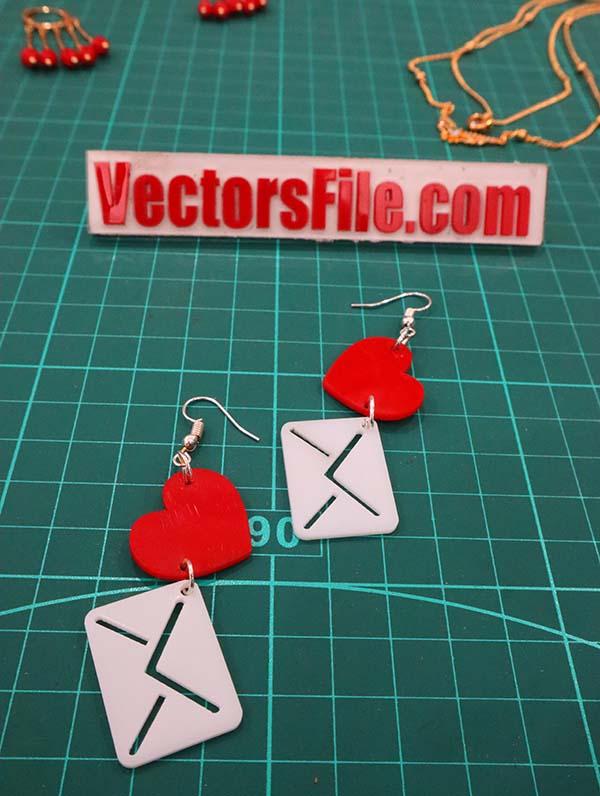Laser Cut Beautiful Acrylic Earring Design Heart Earring Template CDR and DXF File