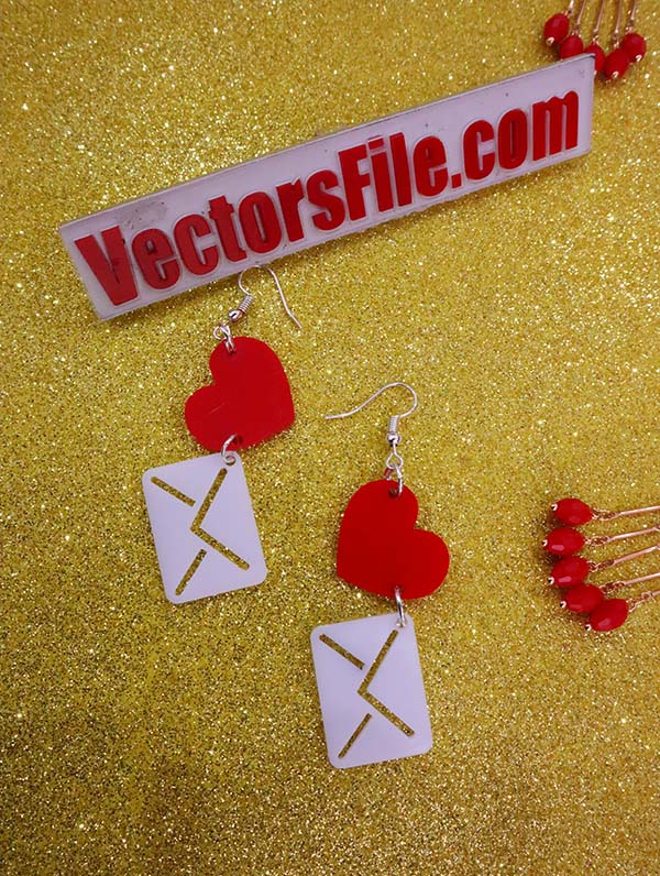 Laser Cut Beautiful Acrylic Earring Design Heart Earring Template CDR and DXF File