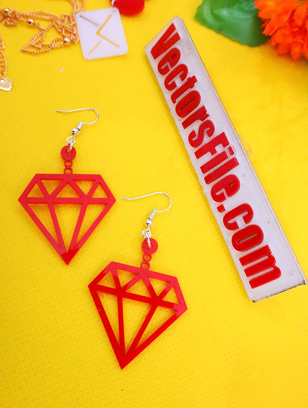 Laser Cut Dimond Acrylic Earring Design Acrylic Jewelry Template DXF and CDR File
