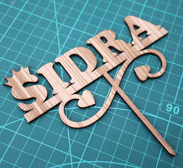 Laser Cut Wooden Sidra Cake Topper Template CDR and DXF File