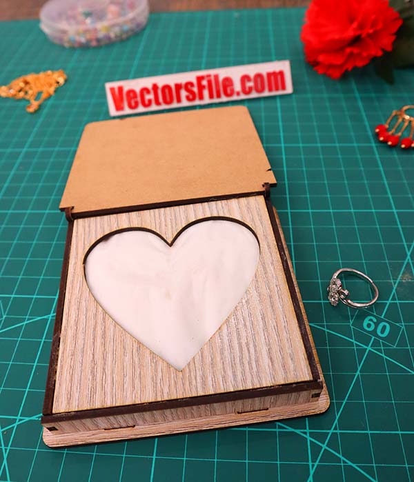 Laser Cut Wooden Wedding Ring Engagement Ring Box CDR and DXF File