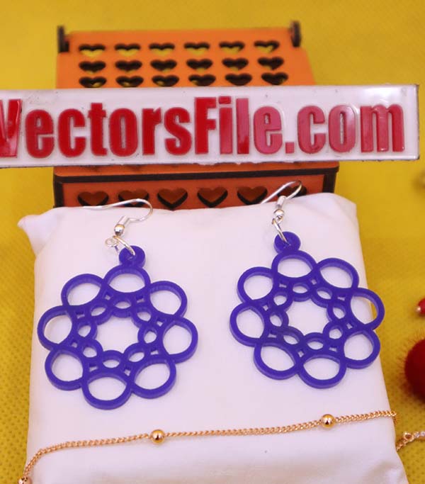 Laser Cut Acrylic Round Shape Earring Template Beautiful Acrylic Jewelry Design CDR and DXF File