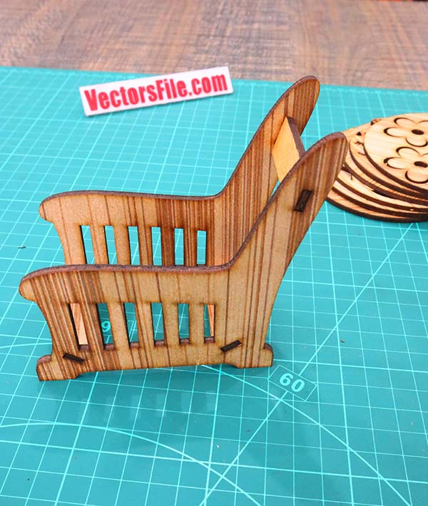 Laser Cut Wooden Tea Coaster with Coaster Holder Stand CDR and DXF File