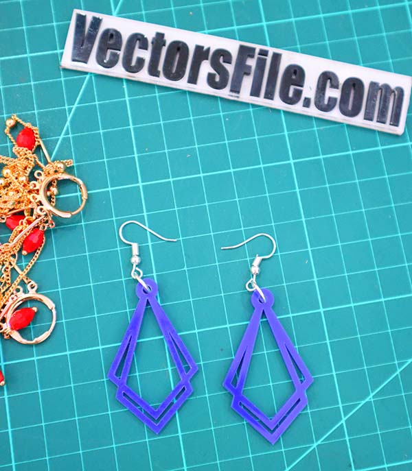 Laser Cut Blue Acrylic Earring Design Acrylic Jewellery Template Vector File