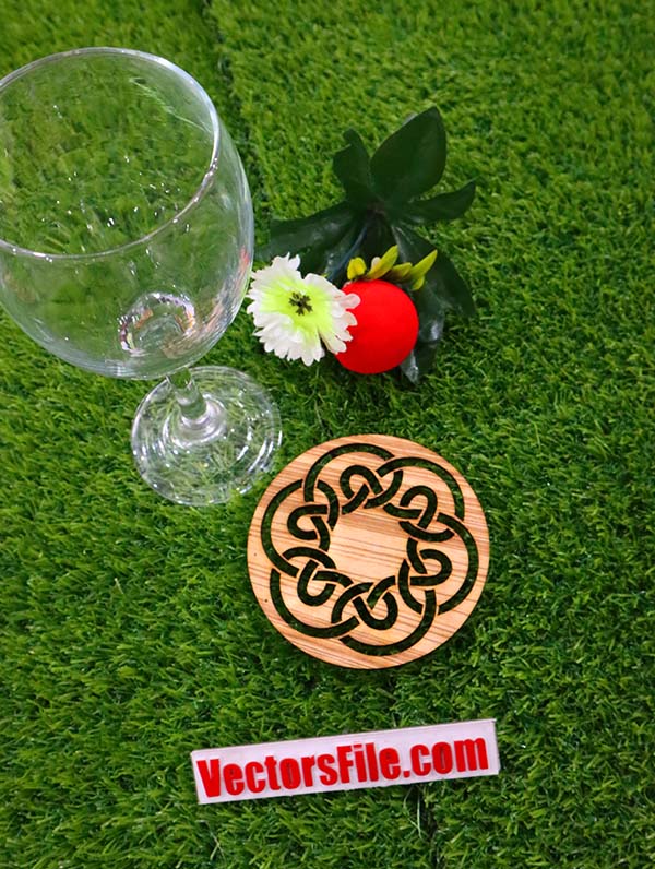 Laser Cut Wooden Coaster Design Round Coaster Template CDR and SVG File