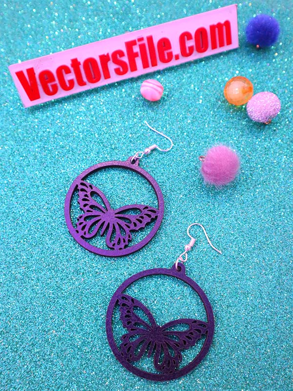 Laser Cut Acrylic Jewellery Design Butterfly Acrylic Earring Sample DXF and CDR File