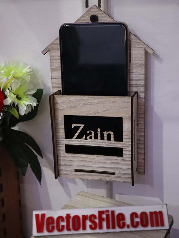 Laser Cut Wooden Wall Mounted Mobile Stand Cell Phone Wall Holder MDF 3mm CDR and DXF File